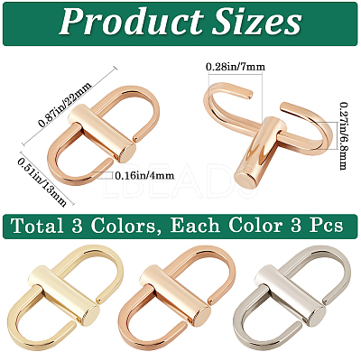9Pcs 3 Colors Adjustable Iron Buckles for Chain Strap Bag IFIN-BBC0001-04A-1