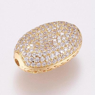 Brass Micro Pave Cubic Zirconia Beads KK-P116-21-1