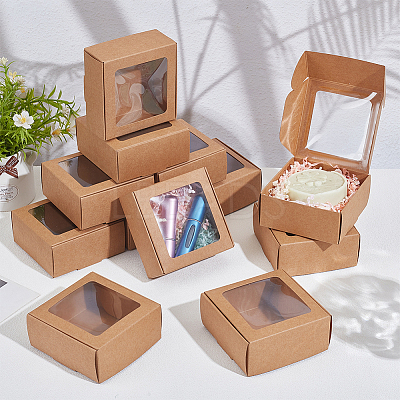 Foldable Creative Kraft Paper Mailer Boxes with Visible Window CON-WH0113-08B-02-1