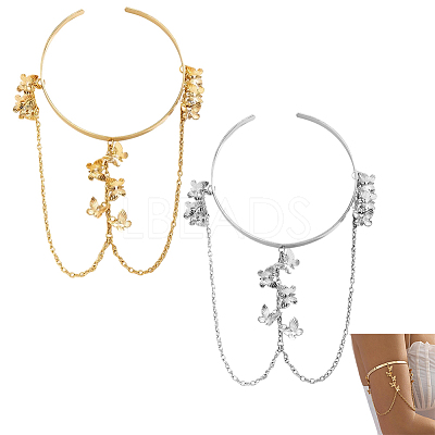 2Pcs 2 Colors Iron and Brass Upper Arm Bangles BJEW-CY0001-11A-1