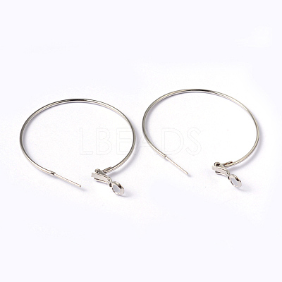 Platinum Color Brass Hoop Earrings X-EC108-3NF-1