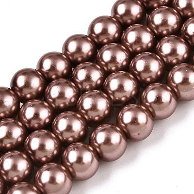 Baking Paint Pearlized Glass Pearl Round Bead Strands HY-Q003-10mm-92-1