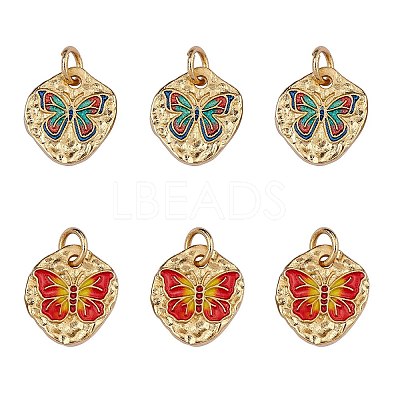6Pcs 2 Style Rack Plating Brass Enamel Pendants KK-SZ0006-13-1