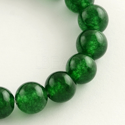 Dyed Natural White Jade Round Bead Strands G-Q937-13-1
