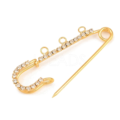 Iron Rhinestone Safety Pins Brooch Findings IFIN-A021-01B-G-1
