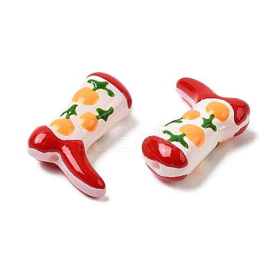 Boot Baking Paint Glass Enamel  Beads LAMP-C020-02I-1