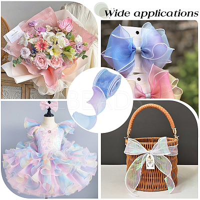 3Rolls Polyester Organza Ribbons SRIB-CY0001-37A-1