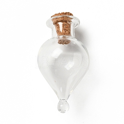 Teardrop Glass Cork Bottles Ornament LS-AJEW-A039-01B-1