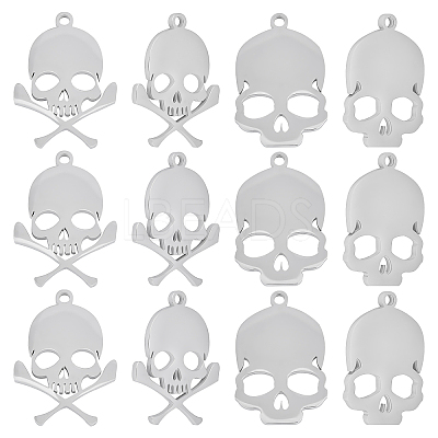 12Pcs 2 Style 201 Stainless Steel Pendants STAS-UN0029-24-1