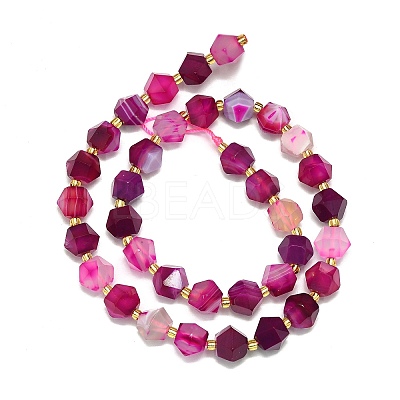 Natural Dyed & Heated Banded Agate Beads Strands G-I376-A56-01-1