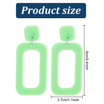 6 Pairs 6 Style Hollow Out Rectangle Acrylic Dangle Stud Earrings EJEW-AN0001-59-1