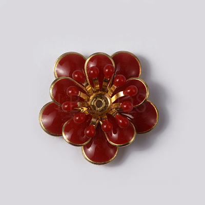 Flower Brass Enamel Cabochon Settings X-KK-K114-DM-G-1