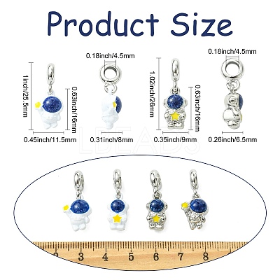 16Pcs 4 Styles Spray Printed Alloy European Dangle Charms FIND-CJ0005-53-1