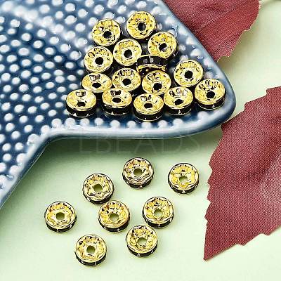 Brass Grade A Rhinestone Spacer Beads RSB038NF-04G-1