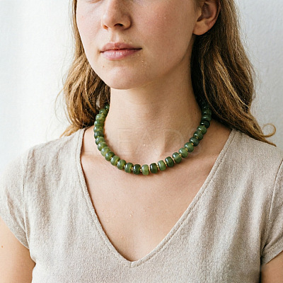 Alloy Resin Rondelle Beaded Necklaces for Women WG2A417-03-1