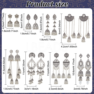 8 Pairs 8 Style Zinc Alloy Dangle Stud Earrings for Women EJEW-AN0003-17-1