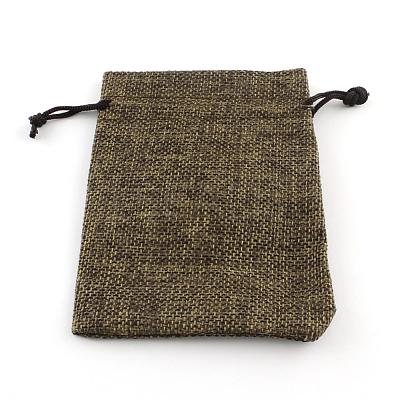 Polyester Imitation Burlap Packing Pouches Drawstring Bags ABAG-R005-9x7-05-1
