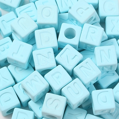 Rubberized Style Transparent Acrylic Beads OACR-K007-014F-1
