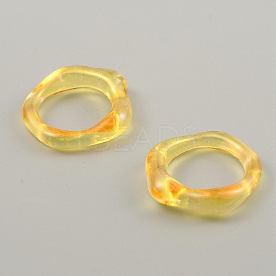Candy Color Plastic Twist Wave Finger Ring for Women RJEW-WH0004-26E-1