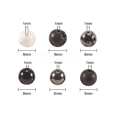 120Pcs 6 Style Natural & Synthetic Gemstone Round Beads Sets G-CJ0001-46-1