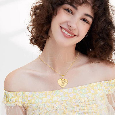 304 Stainless Steel Heart Locket Pendant Necklaces for Photo NJEW-WH0020-97D-1