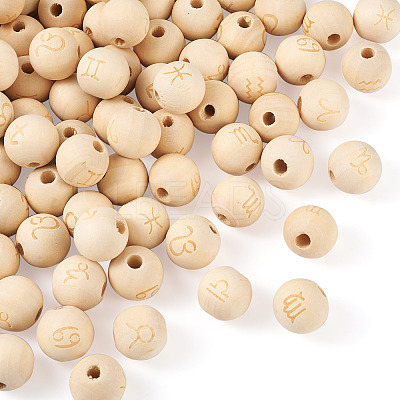 120Pcs 12 Styles Unfinished Natural Wood European Beads WOOD-CD0001-09-1