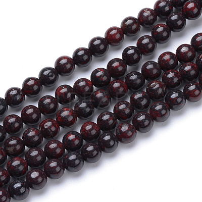 Natural Bloodstone Beads Strands X-G-R412-06-6mm-1