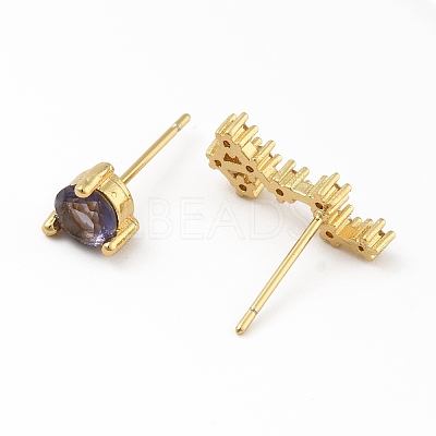 Cubic Zirconia Constellation Asymmetrical Earrings EJEW-C035-16G-12-1