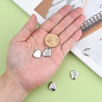 Tarnish Resistant 304 Stainless Steel Mirror Polished Finish Stamping Blank Tag Heart Pendants X-STAS-R063-02-1