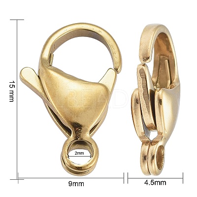 Ion Plating(IP) 304 Stainless Steel Lobster Claw Clasps LS-STAS-H353-F-02G-1
