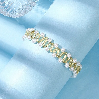 Imitated Pearl Acrylic & Glass Beaded Bracelets with 304 Stainless Steel Lobster Claw Clasps for Women BJEW-JB10199-01-1