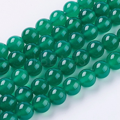 Natural Green Onyx Agate Beads Strands G-G583-8mm-11-1