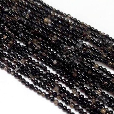 Natural Black Onyx Beads Strands X-G-H1567-8MM-1