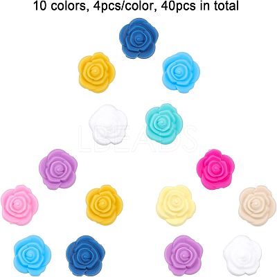 40Pcs 10 Colors Food Grade Eco-Friendly Silicone Focal Beads SIL-CA0001-46-1