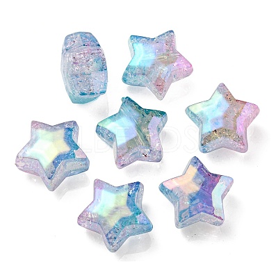 UV Plating Transparent Crackle Acrylic Beads OACR-P010-09C-1