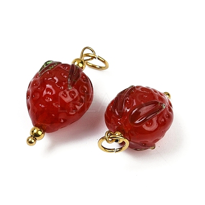 304 Stainless Steel with Handmade Lampwork Pendants STAS-Q352-02G-A-1