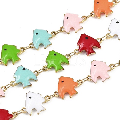 304 Stainless Steel Enamel Fish Link Chains CHS-F023-01A-G-1