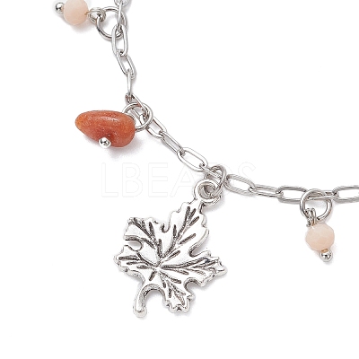 Natural Topaz Jade & Glass Charm Bracelets BJEW-JB12549-1