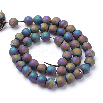 Electroplated Natural Druzy Geode Agate Bead Strands X-G-R345-8mm-59-1