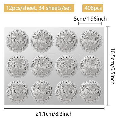 34 Sheets Silver Foil Embossed PET Picture Sticker DIY-WH0528-017-1
