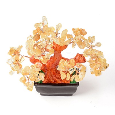 Natural Yellow Quartz Chips Money Tree Bonsai Display Decorations DJEW-B007-08C-1
