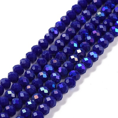 Electroplate Opaque Solid Color Glass Beads Strands X1-EGLA-A034-P6mm-L12-1