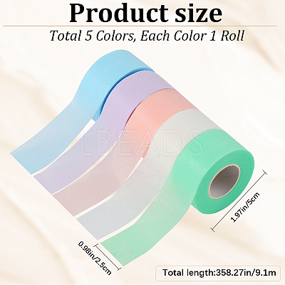 5 Rolls 5 Colors Non-woven Fabrics Adhesive Eyelash Extensions Tape AJEW-GF0010-52-1