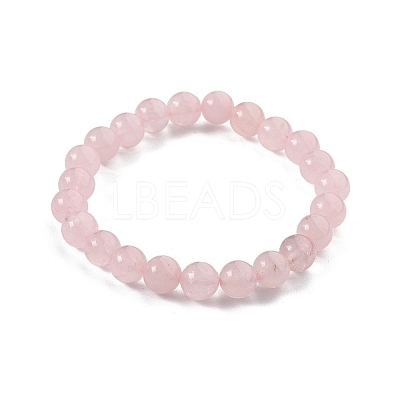 Natural Rose Quartz Bead Stretch Bracelets X-BJEW-K212-B-045-1