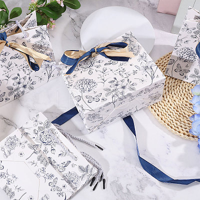 Floral Printed Paper Gift Tote Bags ABAG-WH0044-82A-1