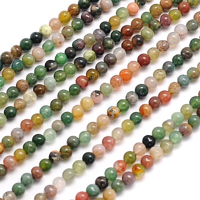 Natural Indian Agate Round Beads Strands X-G-N0166-23-3mm-1