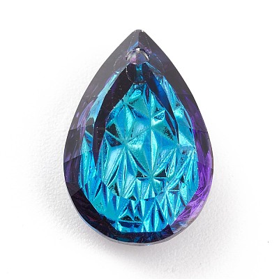 Embossed Glass Rhinestone Pendants GLAA-J101-05B-001BB-1