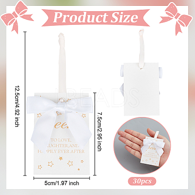 30Pcs Polyester Bowknot & Paper Card Pendant Decoration HJEW-OC00028-01-1