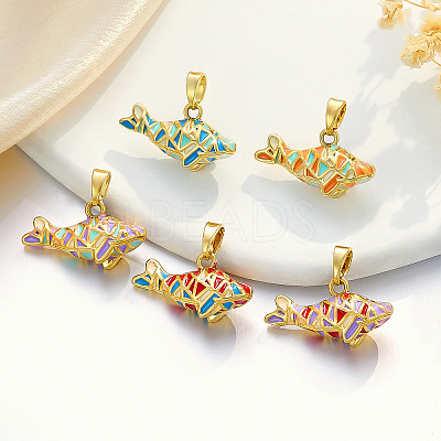 Brass Enamel Pendants KK-K305-01G-1