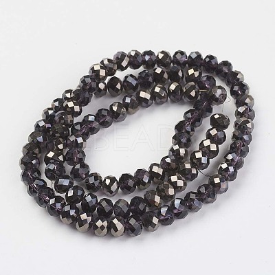 Electroplate Transparent Glass Beads Strands EGLA-A034-T6mm-P-1
